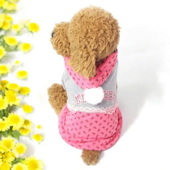 ๐๏ธ Dobaz Dog 'Princess' Hoodie Sweater Pink & Gray - Picture 1 of 7